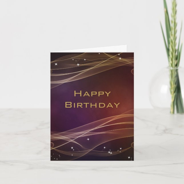 Carte Maroon Design avec Gold Accents Joyeux anniversair (Devant)