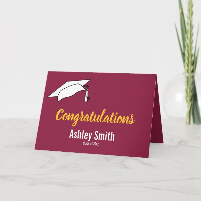Carte Maroon et Gold Félicitations Graduation (Devant)