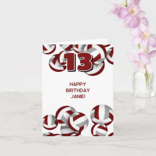Carte maroon gris volleyballs enfants sports heureux ann
