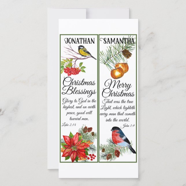 Carte Marque-page de bénédiction de Noël en aquarelle Éc (Devant)