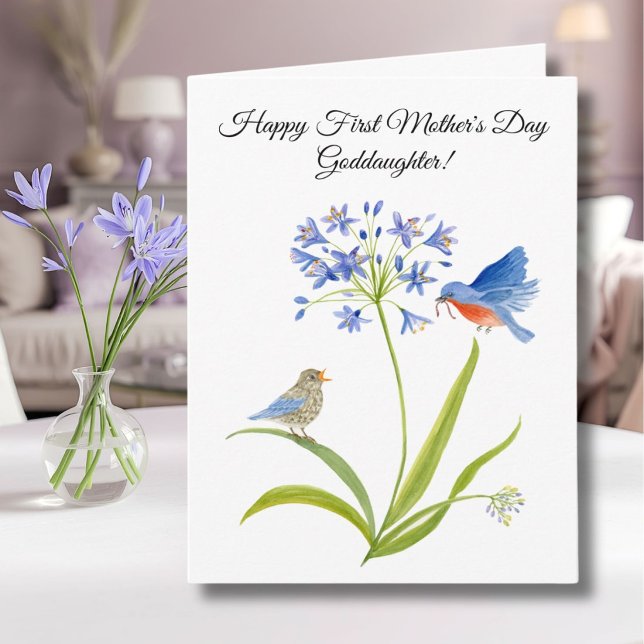 Carte Marraine Joyeuse Première Fête des Mères Bluebird  (Créateur téléchargé)