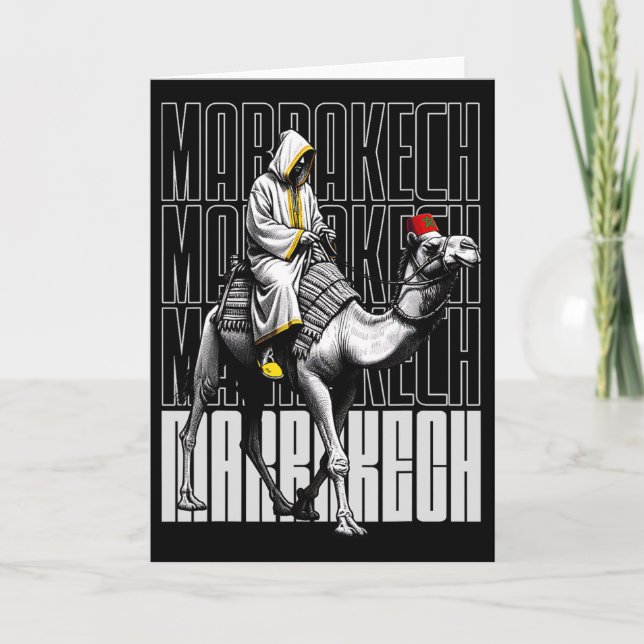 Carte Marrakech Camel Sunset Morocco Flag Marrakesh Love (Devant)