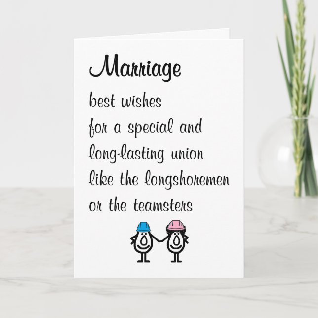 Carte Marriage A Funny Marriage Congratulations Poem (Devant)