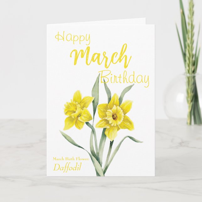 Carte Mars Anniversaire Daffodique Fleur de naissance (Devant)