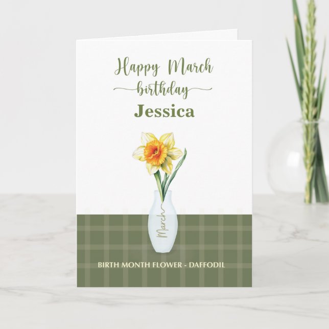 Carte Mars Anniversaire Mois de naissance Daffodique de  (Devant)
