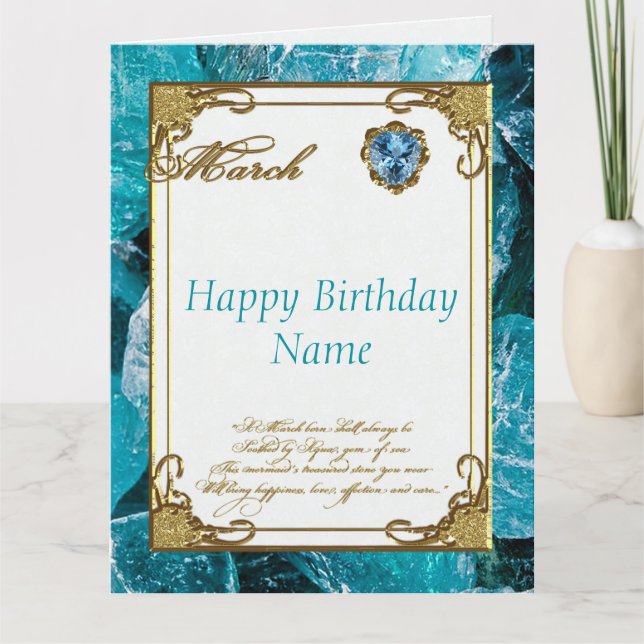 Carte Mars Aquamarine Birthstone 8,5x11 Anniversaire (Devant)