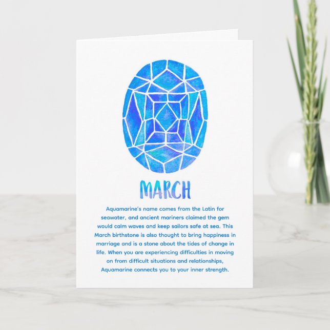Carte Mars Birthstone Aquamarine Anniversaire (Devant)