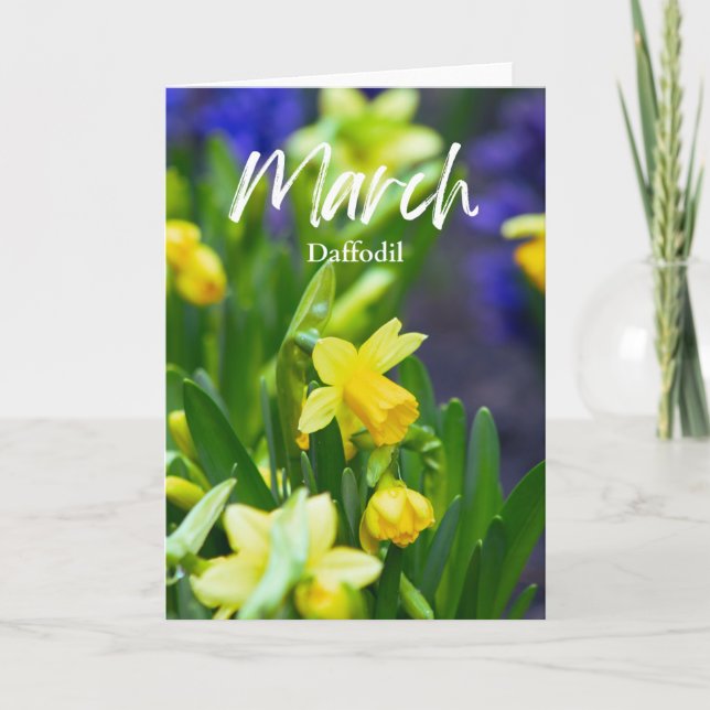 Carte Mars Jaune Daffodique de naissance Mois Fleur Anni (Devant)