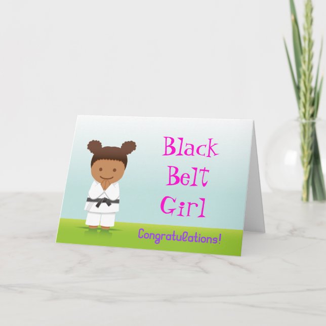 Carte Martial Arts Black Belt Girl Congratulations Card (Devant)