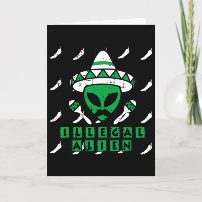 Carte Martien Illégal Alien Mexicain Zone-51 Drôle Hallo (Devant)