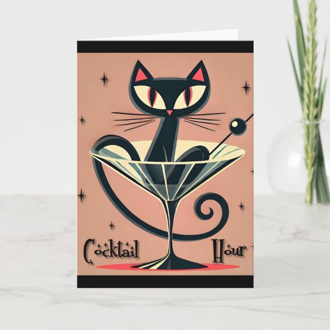 Carte Martini Black Cat Futuriste Atomique Espace (Devant)