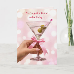 Carte Martini d'anniversaire au cocktail avec nœud en sa