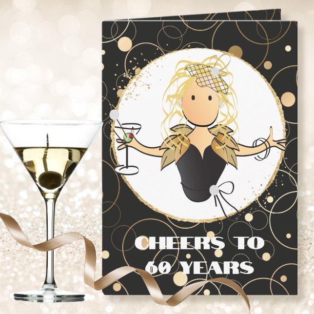 Carte Martini d'anniversaire élégant et drôle pour femme (Créateur téléchargé)