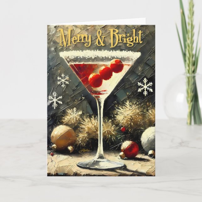 Carte Martini de Noël Triple Cranberry Rétro 50 (Devant)