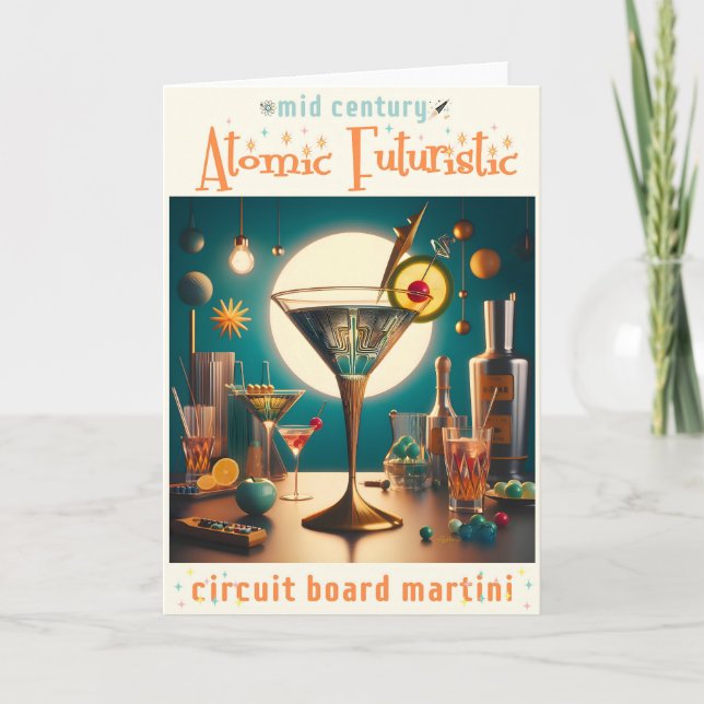 Carte Martini futuriste à circuit imprimé atomique (Devant)