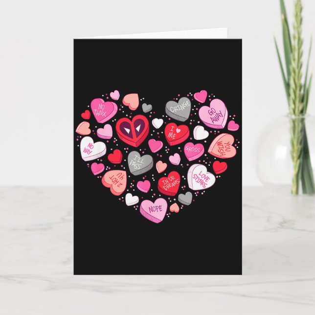 Carte Marvel Saint-Valentin Deadpool Anti-amour Bonbons  (Devant)