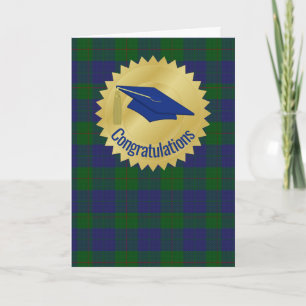 Carte Masculine Plaid et Mortarboard Casquette Graduatio