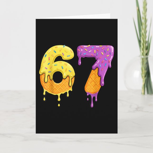 Carte Mason 67 Glace Dégoulinant Mème Six Sept Drôle  (Devant)