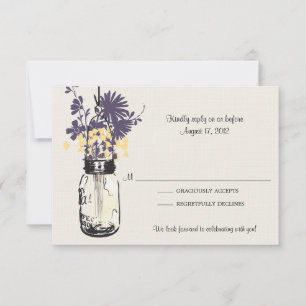 Carte Mason Jar et Fleur sauvage RSVP