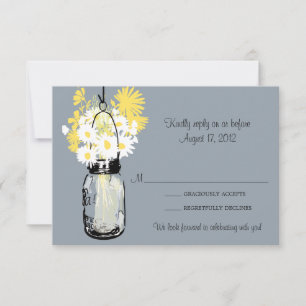Carte Mason Jar et Fleur sauvage RSVP