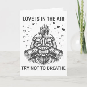 Carte Masque à gaz pour la Saint-Valentin Amour de poule
