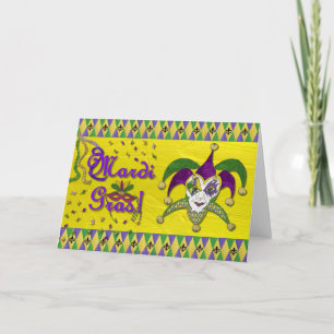 Carte Masque de bouffon Mardi Gras Arlequin