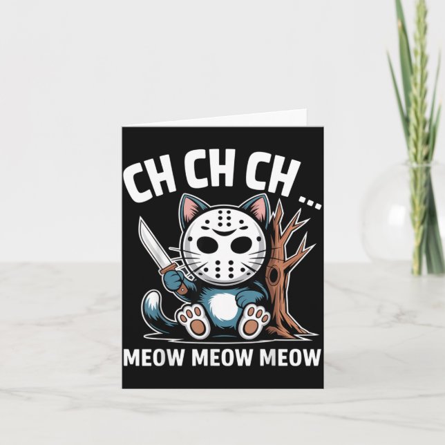 Carte Masque de chat Ch Ch Ch Meow Meow Drôle d'Hallowee (Devant)