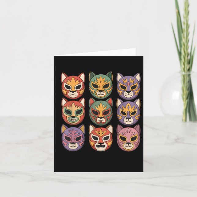 Carte Masque de chat de Lucha Libre drôle Masque de Gato (Devant)