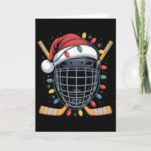 Carte Masque de gardien de but de hockey de Noël Lumière