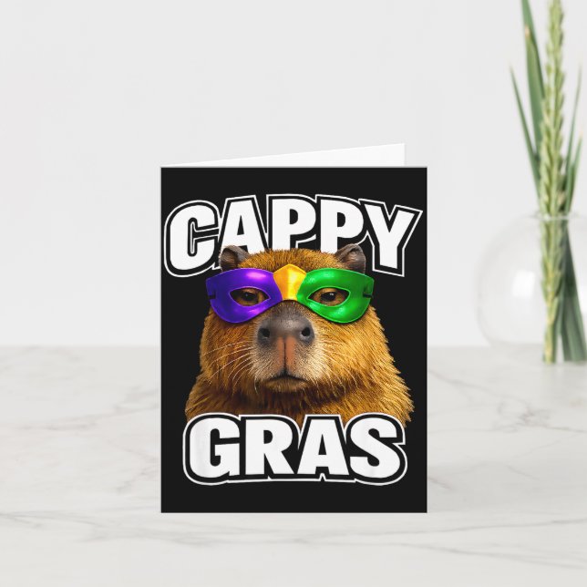 Carte Masque de mardi gras drôle capybara mème  (Devant)