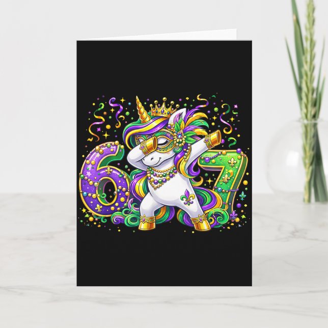 Carte Masque de Mardi Gras Licorne Mignonne Carnaval Pou (Devant)