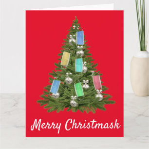 Carte Masque de visage Sapin de Noël 2020 Joyeux Noël