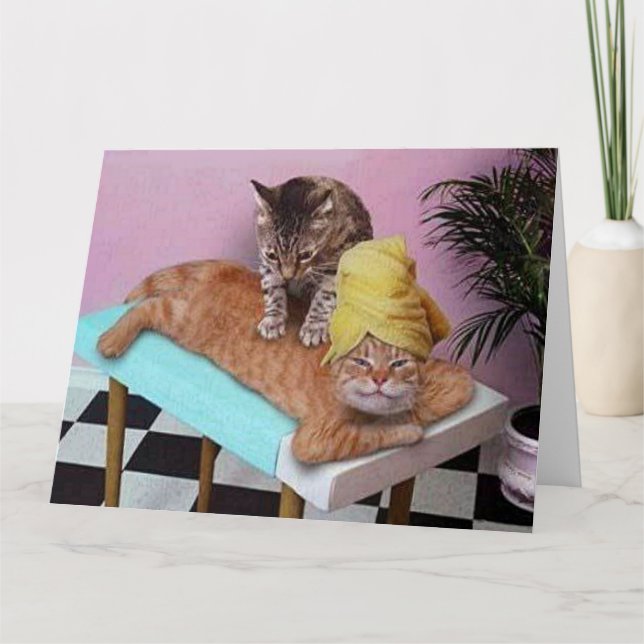Carte Massage Anniversaire Drôle Chat Gros (Devant)