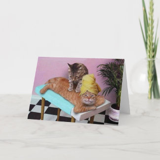 Carte Massage d'anniversaire drôle de chat