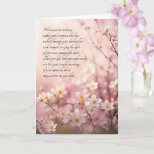 Carte Mastectomie Bon rétablissement Fleurs roses et bla