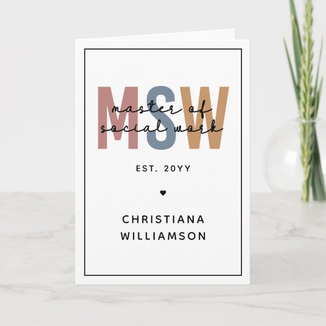 Carte Master en travail social en MSW (Devant)