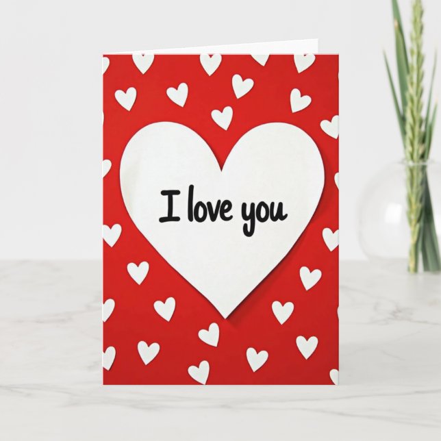Carte Mat de motif de cœurs Je t'aime (Devant)
