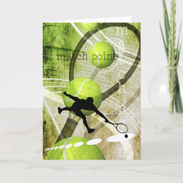 Carte Match Point garçon jouant au tennis blanc (Devant)