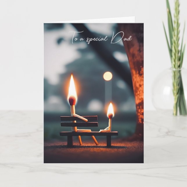Carte Matchsticks sur un banc pour la Fête des pères (Devant)