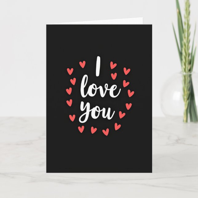 Carte Mate Rouge Cœurs Je T'Aime Pour Elle (Devant)