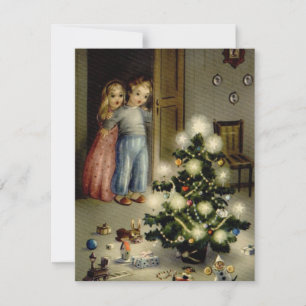 Carte Matin de Noël pour Enfants Vintage