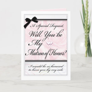 Carte Matron d'honneur Formal Bridal Party Roses Coeurs