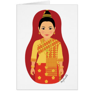 Carte Matryoshka Laotian (Rouge)