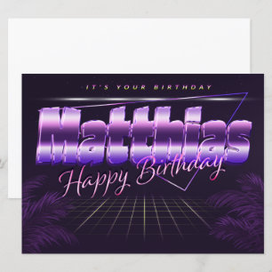 Carte Matthia Prénom lila retro Date de naissance
