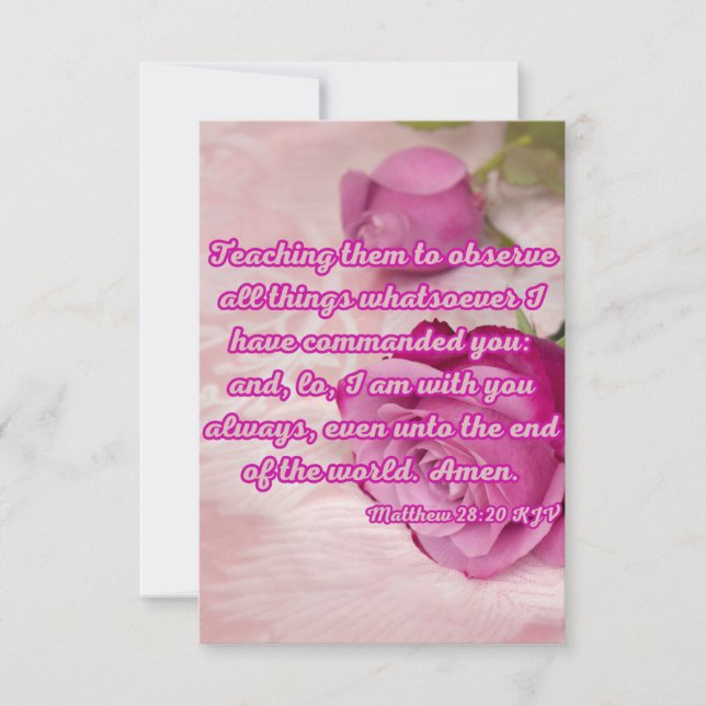 Carte Matthieu 28:20 Bible Verse Pic Greeting Card (Devant)