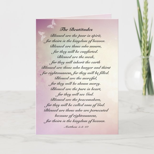 Carte Matthieu 5:3-10 Beatitudes Sermon sur le Mont (Devant)