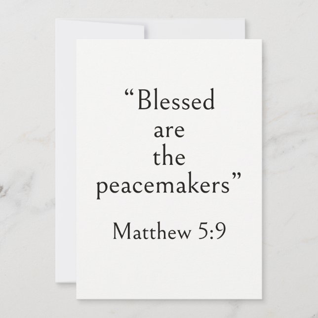 Carte Matthieu 5:9 Verset Biblique, Écriture pour la Pai (Devant)