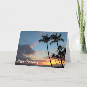 Carte Maui Coucher de soleil et palmiers Anniversaire