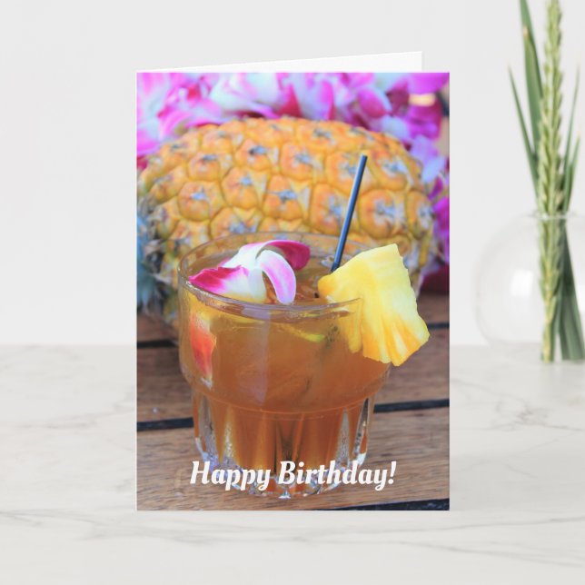 Carte Maui Mai Tai et Anniversaire à l'ananas (Devant)