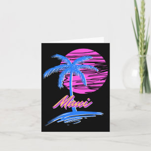 Carte Maui Vaporwave Synth Outrun Sunset 80s Plage Rétro